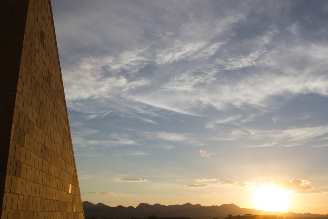 Sunset over Tucson mountains.