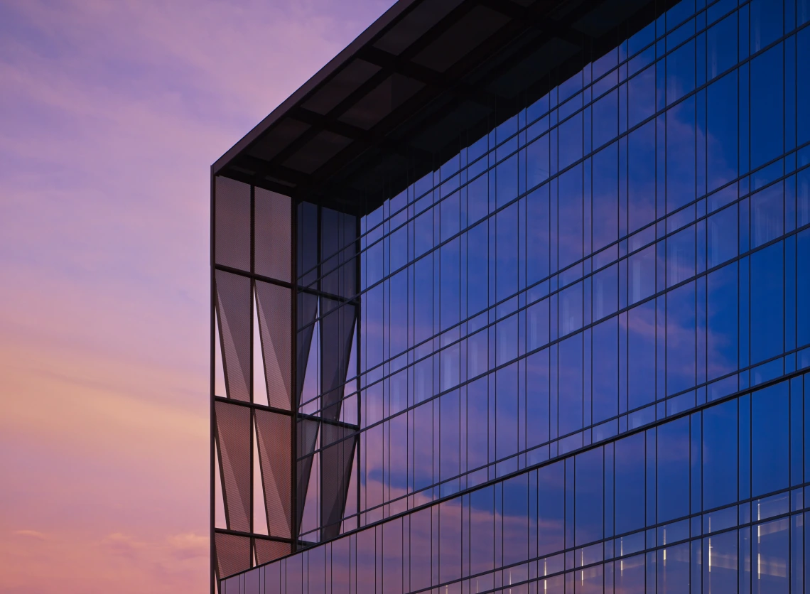 Outside of Arizona Cancer Center at sunset